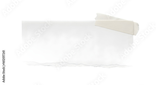 Close up of a Simple Torn Paper Sheet with Adhesive Tape, on Plain Background on transparent background