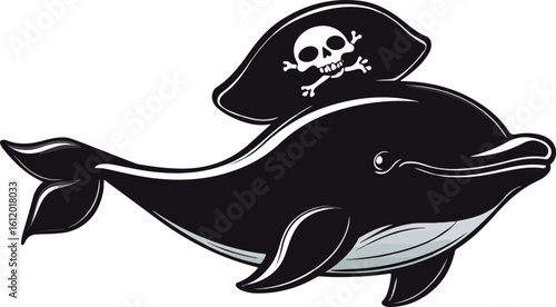 cartoon dolphin wearing pirate hat illustration