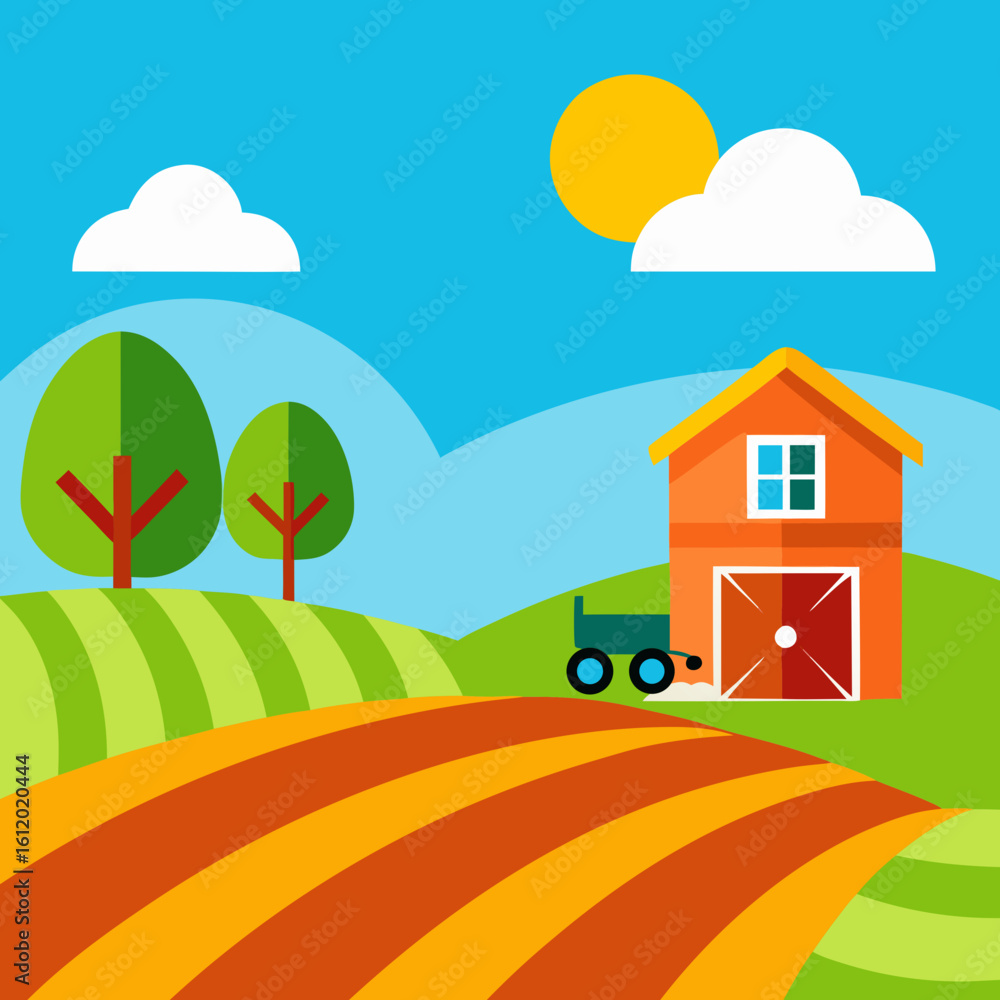 Fototapeta premium landscape with house and trees