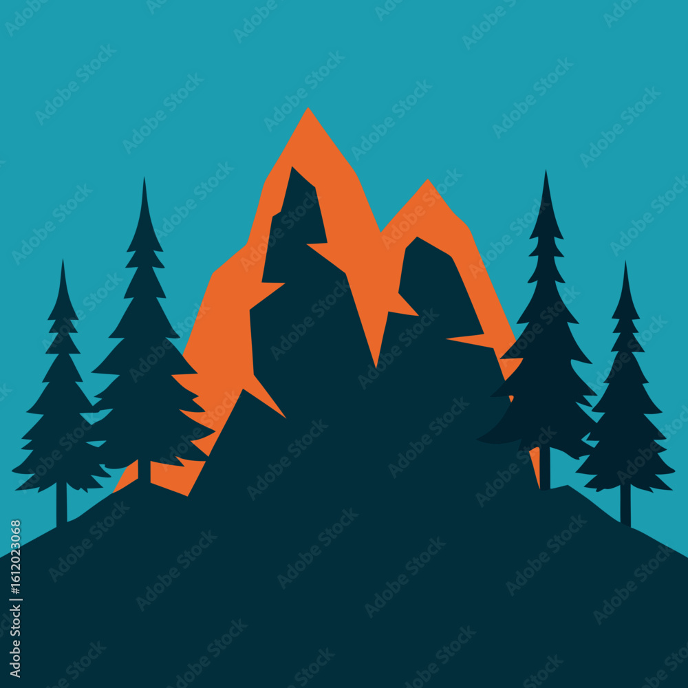 Obraz premium vector illustration of a winter landscape