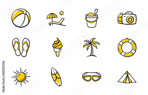 Summer Activities Icon Set – Vacation & Fun Time Elements