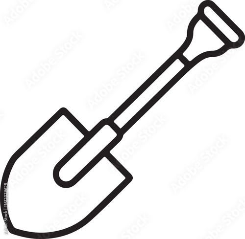 Minimalist Shovel Icon – Gardening and Construction Tool Symbol