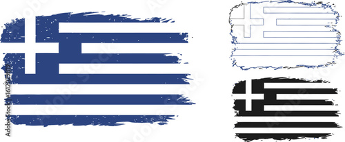 Greece flag vector illustration grunge style greek national symbol country emblem design art editable