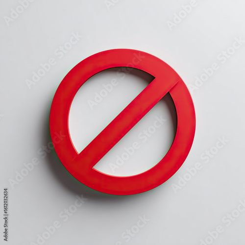 Red Prohibition Sign on Gray