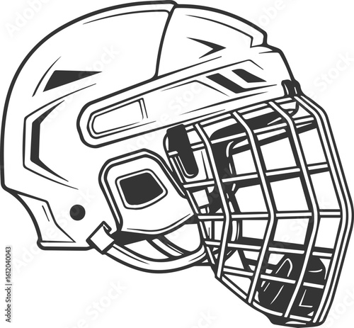 Ice Hockey Helmet Side View Line Icon – Minimal Sports Headgear Vector