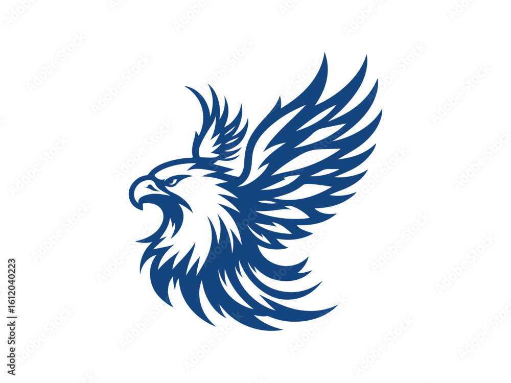 Obraz premium eagle flying with open wings in black vector tattoo style