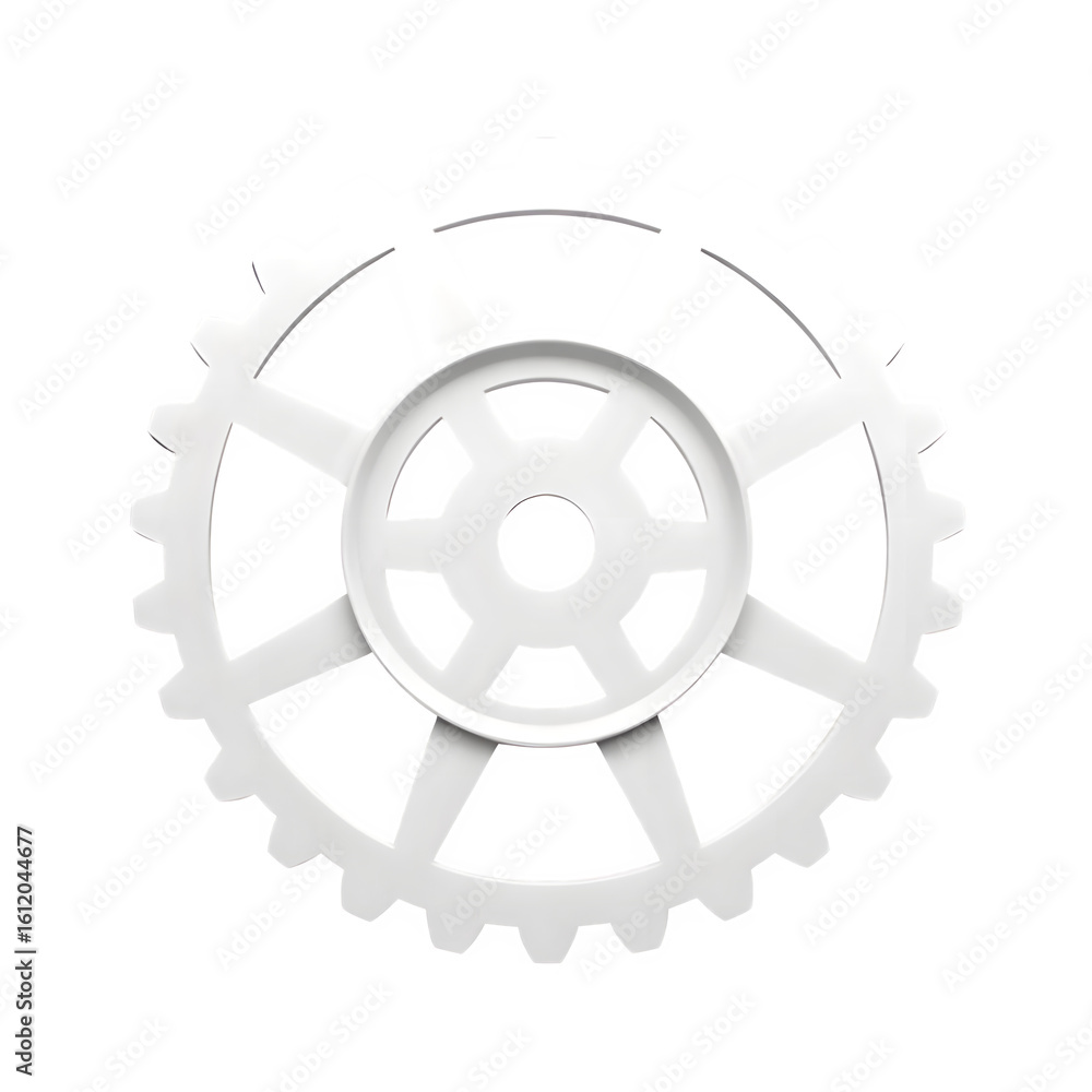 Obraz premium White cogwheel icon in flat design PNG