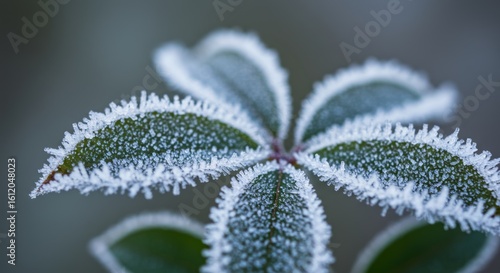 Wallpaper Mural Frost-Kissed Leaves: A Close-Up of Winter's Delicate Icy Embrace Torontodigital.ca