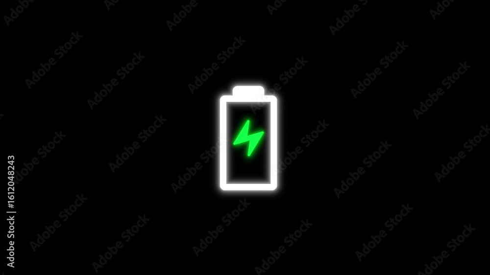 Flickering Neon line battery icon. Glowing neon icon Animation. Flickering Neon line battery icon. Glowing neon icon Animation.