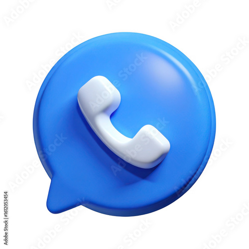 3d blue speech bubble phone icon isolated on transparent background