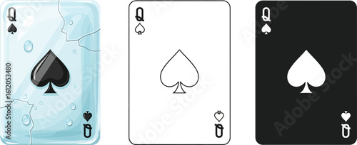 Queen of spades card illustration vector design playing cards game gambling poker casino concept editable
