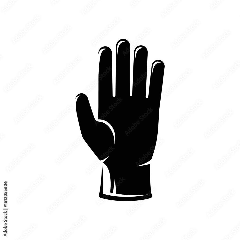Fototapeta premium A black silhouette of a hand with fingers extended against a white background in a simple design