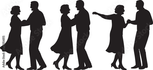 Couples dancing together in silhouette style