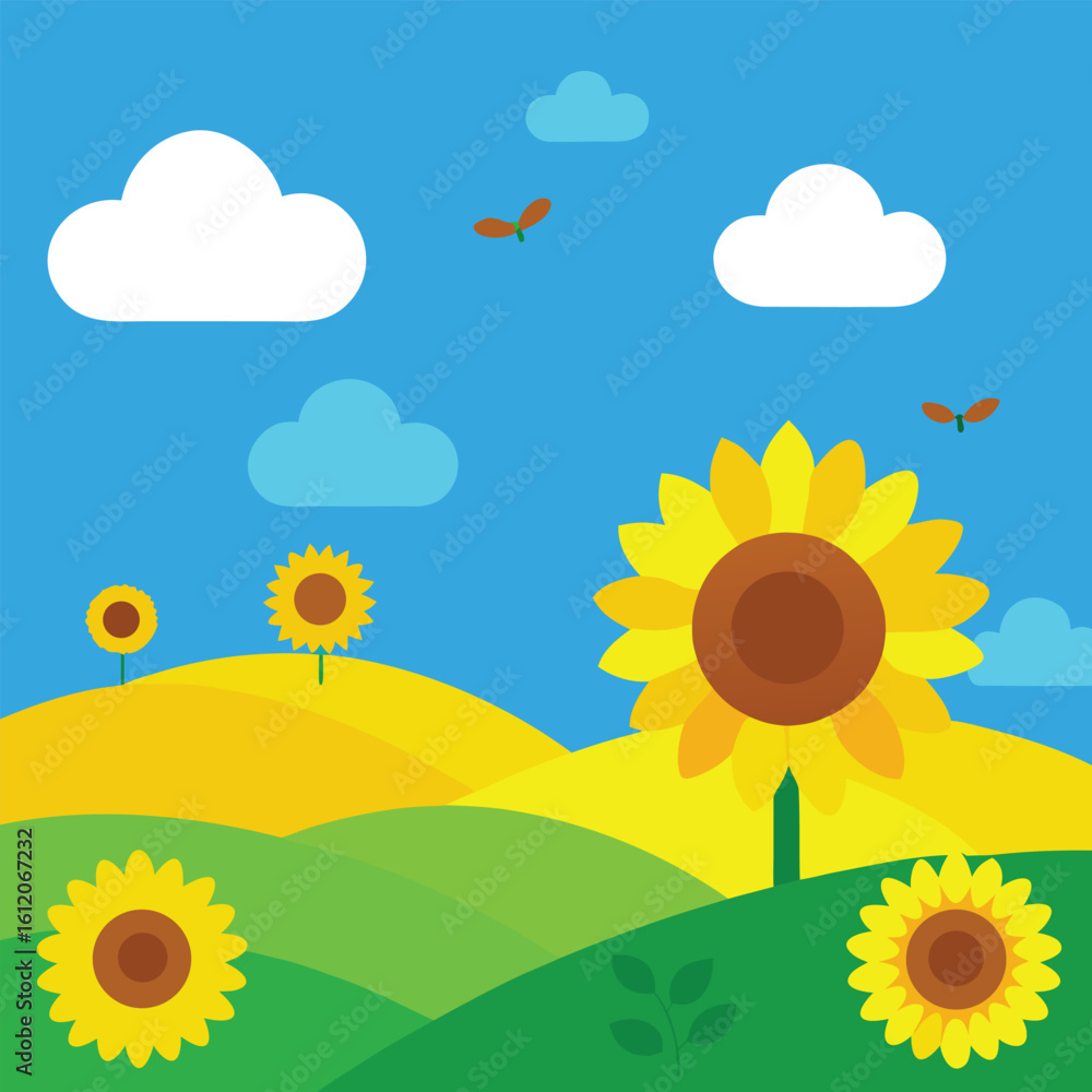 Fototapeta premium sunflower field and blue sky