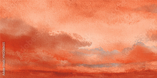 Vibrant watercolor sunset blending shades . aquarelle colorful stains on paper