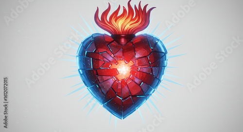 Glowing broken heart graphic