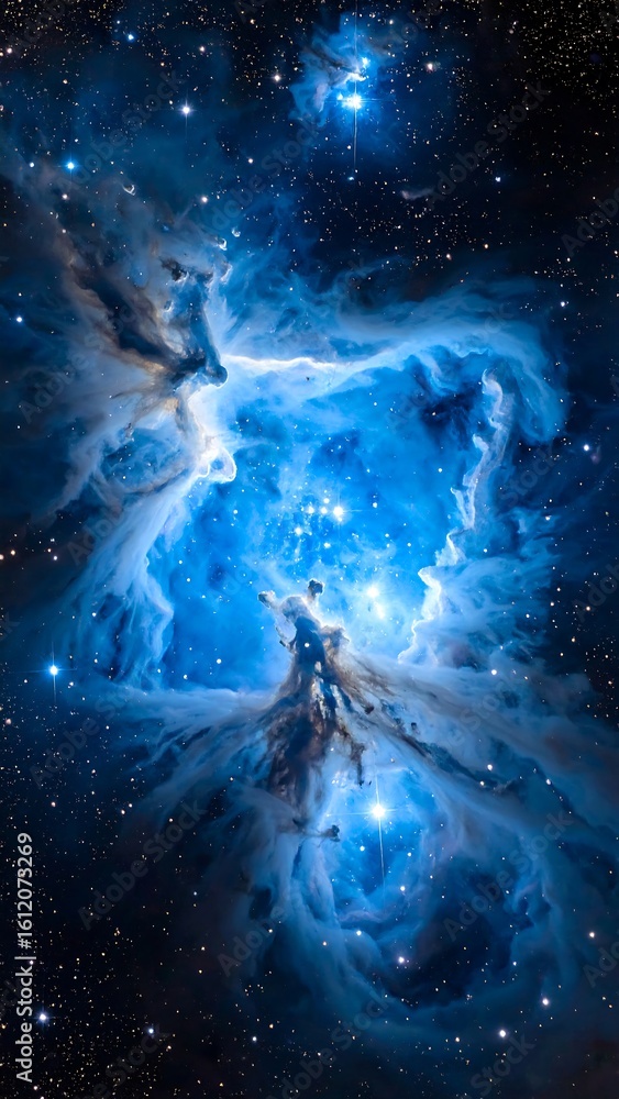 Fototapeta premium Cosmic nebula, vibrant blue hues