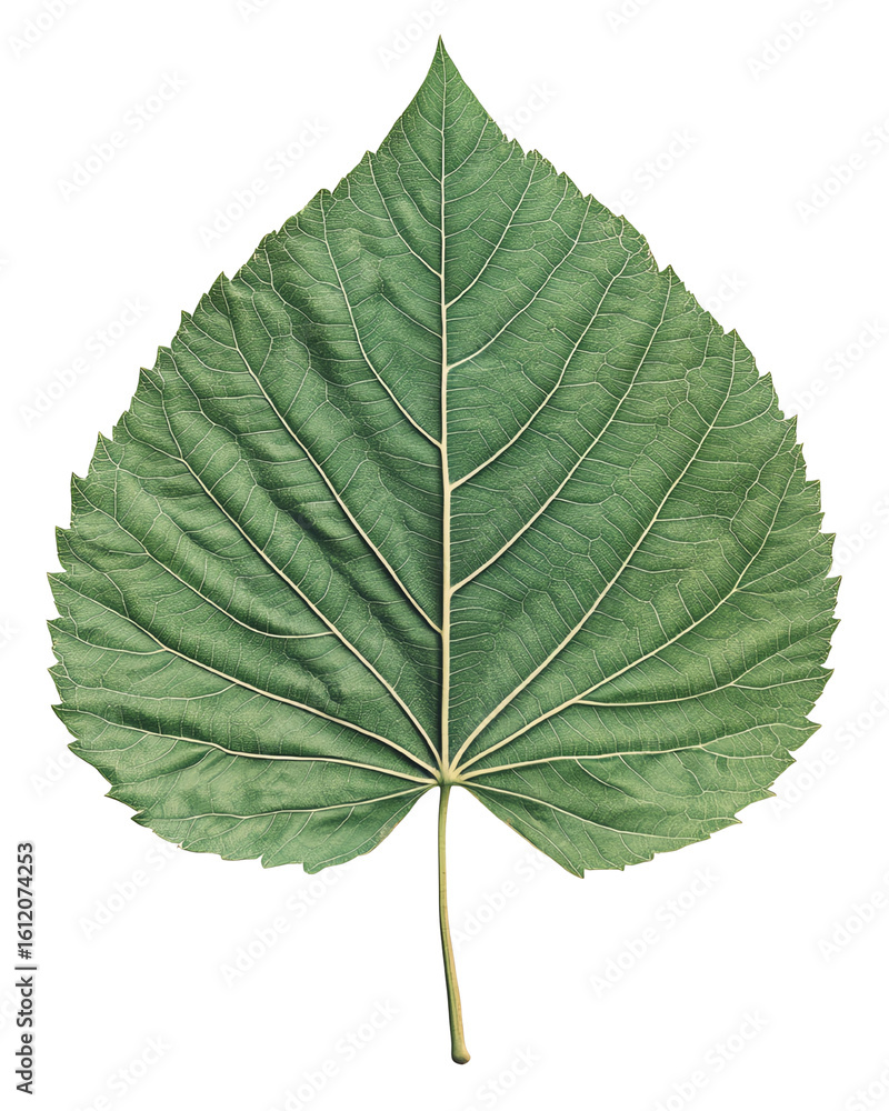 Fototapeta premium Isolated transparent Close-up of a vibrant green leaf showcasing intricate vein patterns. PNG die-cut element for advertising