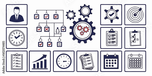 Efficient Workflow Optimization Illustration with Man Interacting with Interlocking Cogs

