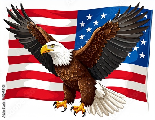 american eagle and american flag