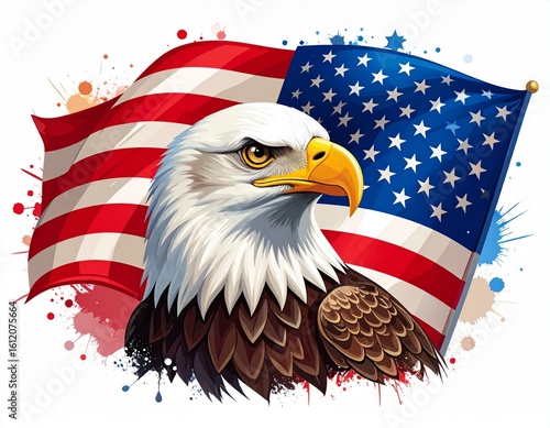 american flag and eagle