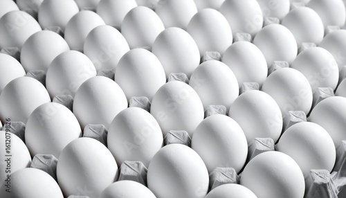 Fresh white eggs in carton