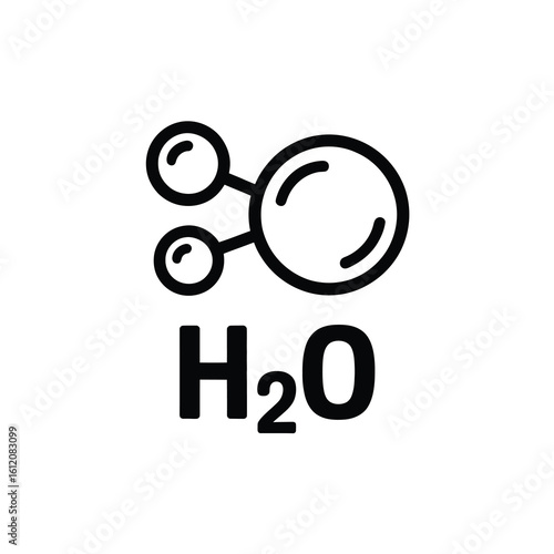 H2o water molecule chemical formula silhouette isolated on white background
