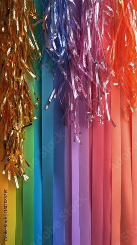 Colorful Decorations Adorned With Shimmering Ribbons for a Lively Celebration...