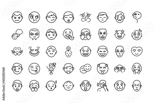Human Emotion Icon Pack for Facial Expression Mood People Vector