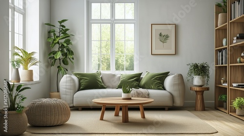 Modern Living Room With Cozy Decor and Natural Light in a Stylish Home Setting.