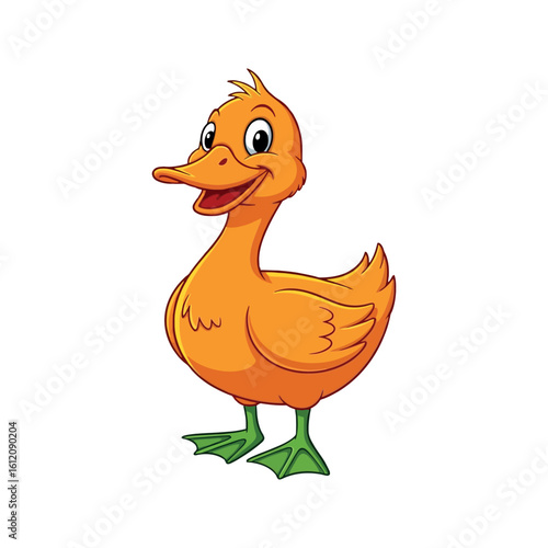Cheerful Orange Duckling Standing Proudly with Big Smile and Orange Feathers