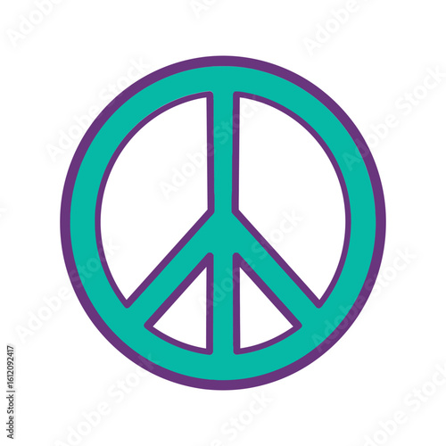 Peace Symbol Vector Sticker Art with a Turquoise and Purple Design for a Groovy Vibe