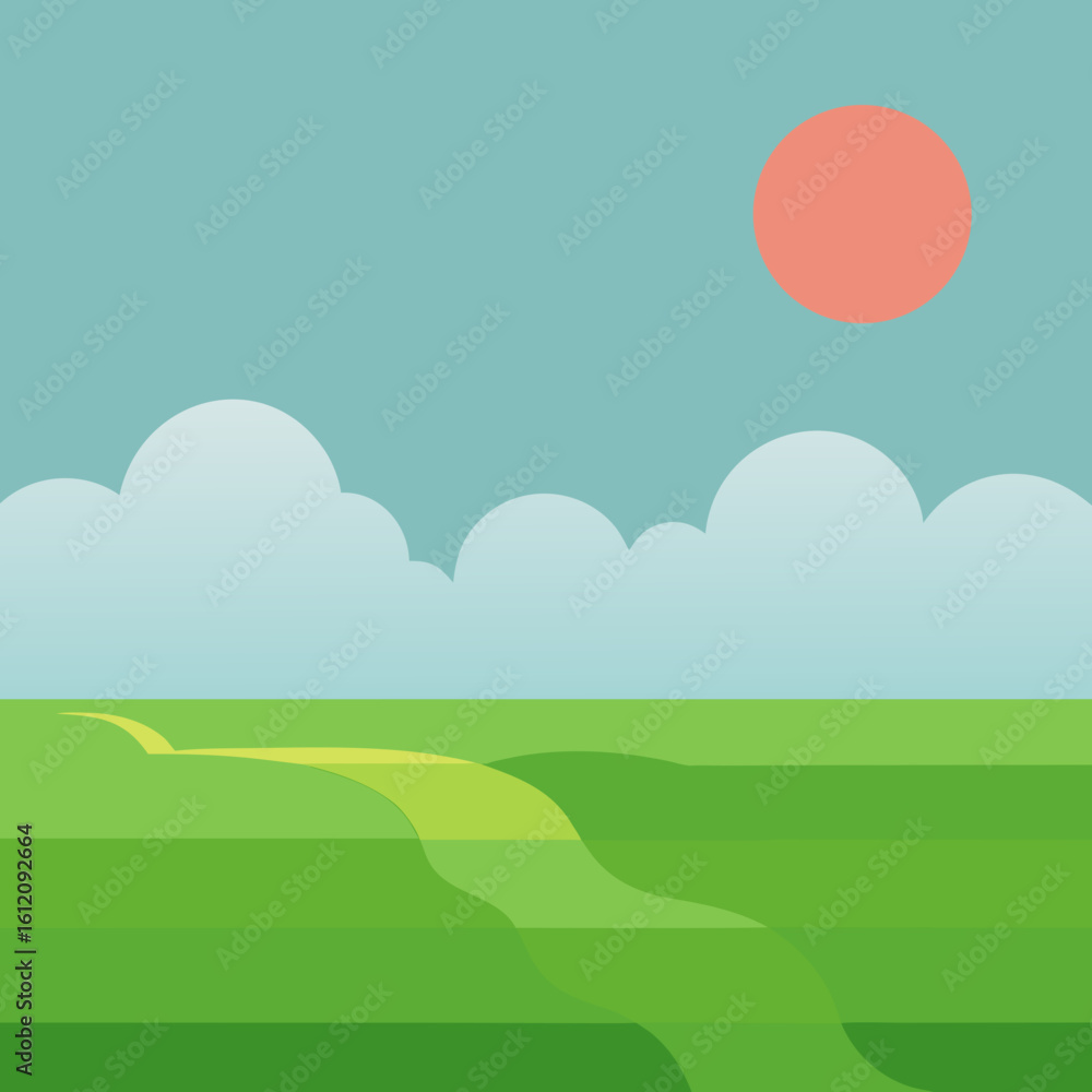 Fototapeta premium vector illustration of a green field