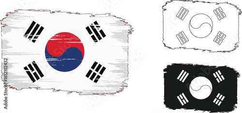 Download south korea flag vector grunge style korean national symbol graphic design vector