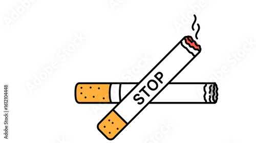 Stop smoking concept with crossed cigarettes and smoke  