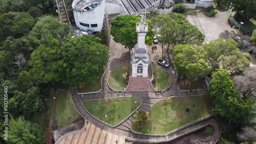 MIRANTE DO MORRO DO CRISTO, JUIZ DE FORA, MINAS GERAIS, BRAZIL - DECEMBER 20, 2021: Drone view of the highest lookout in the city.