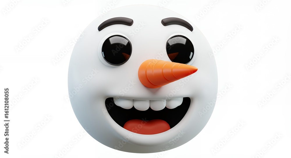 Fototapeta premium Cheerful snowman face illustration