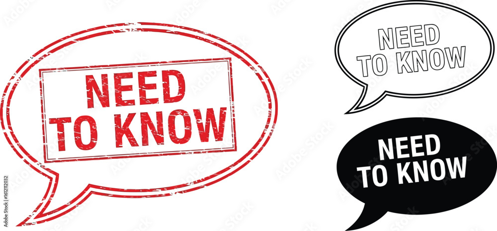 Fototapeta premium Need to know information important facts and details in speech bubble communication concept vector