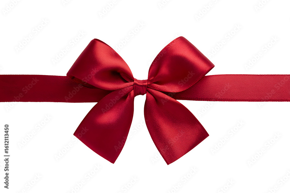 Fototapeta premium Decorative red bow clipart on clear background