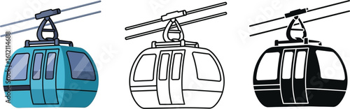 Find cable car vector illustration gondola lift isolated on white background set vector