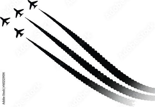commercial vector illustration of synchronized jet formation with unique wavy contrail patterns in ai eps jpeg png