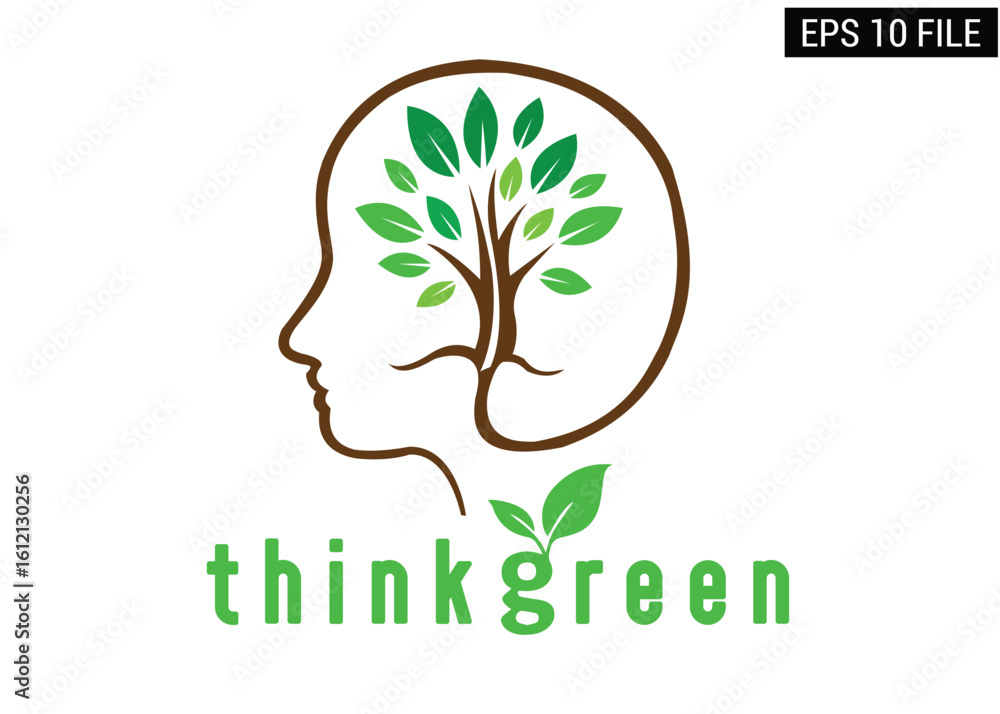 Obraz premium psychology logo creative health mind nature concept human tree think green