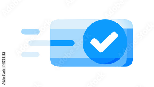 Check mark verified approval icon design for success and confirmation with blue color scheme and motion effect