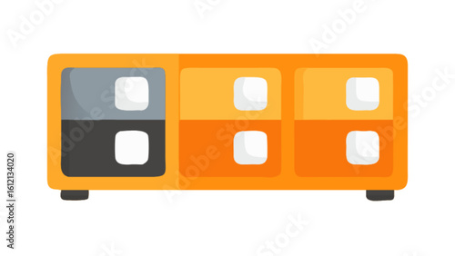 Modern orange storage cabinet with drawers vector illustration for furniture and home decor needs design 100