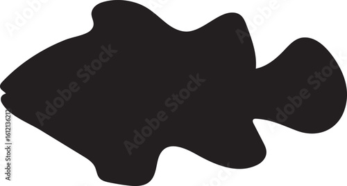 Silhouette of a Rounded Fish with Distinctive Fins, Representing Marine Life and Simple Graphic Design