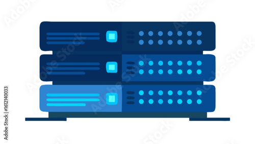 Illustration of network server data center for hosting cloud computing and information technology infrastructure