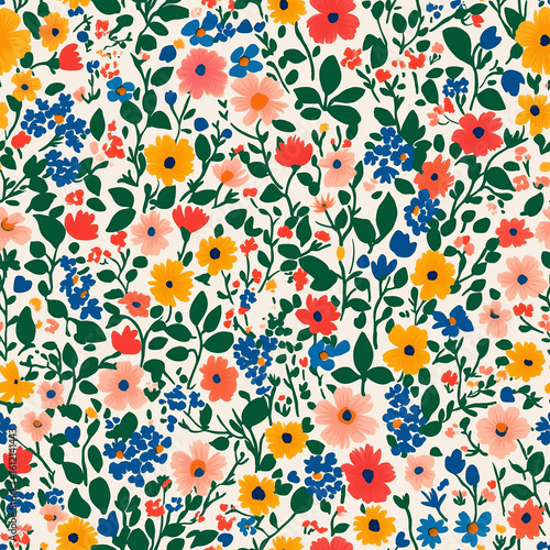 Colorful Floral Background Featuring a Variety of Blossoms and Green Foliage ...