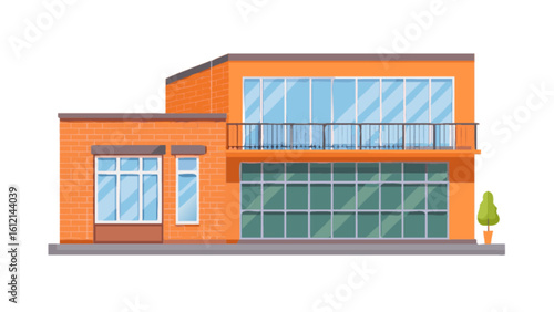 Modern architecture house design with balcony vector illustration for real estate and home decor ideas