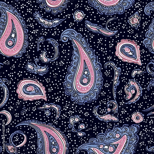 Elegant Paisley Fabric Design Featuring Floral Patterns in Vibrant Colors on ...