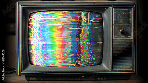 Analog TV static noise with interference lines
